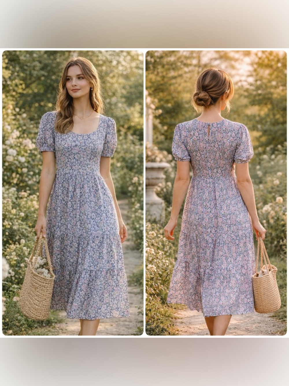 New! Casey Marks Madeline Floral Baby Doll Midi Dress 🌸 Small